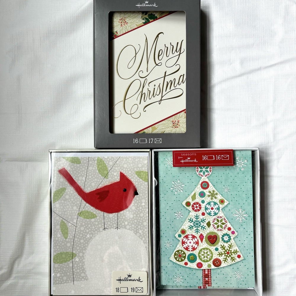 Hallmark Boxed Christmas Cards Assortment - 3 Designs - Lot Of 39 Cards